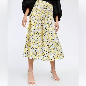 TANYA TAYLOR Lyla Floral Yellow Multi Cotton Smocked Midi Skirt NWOT Size 3X
